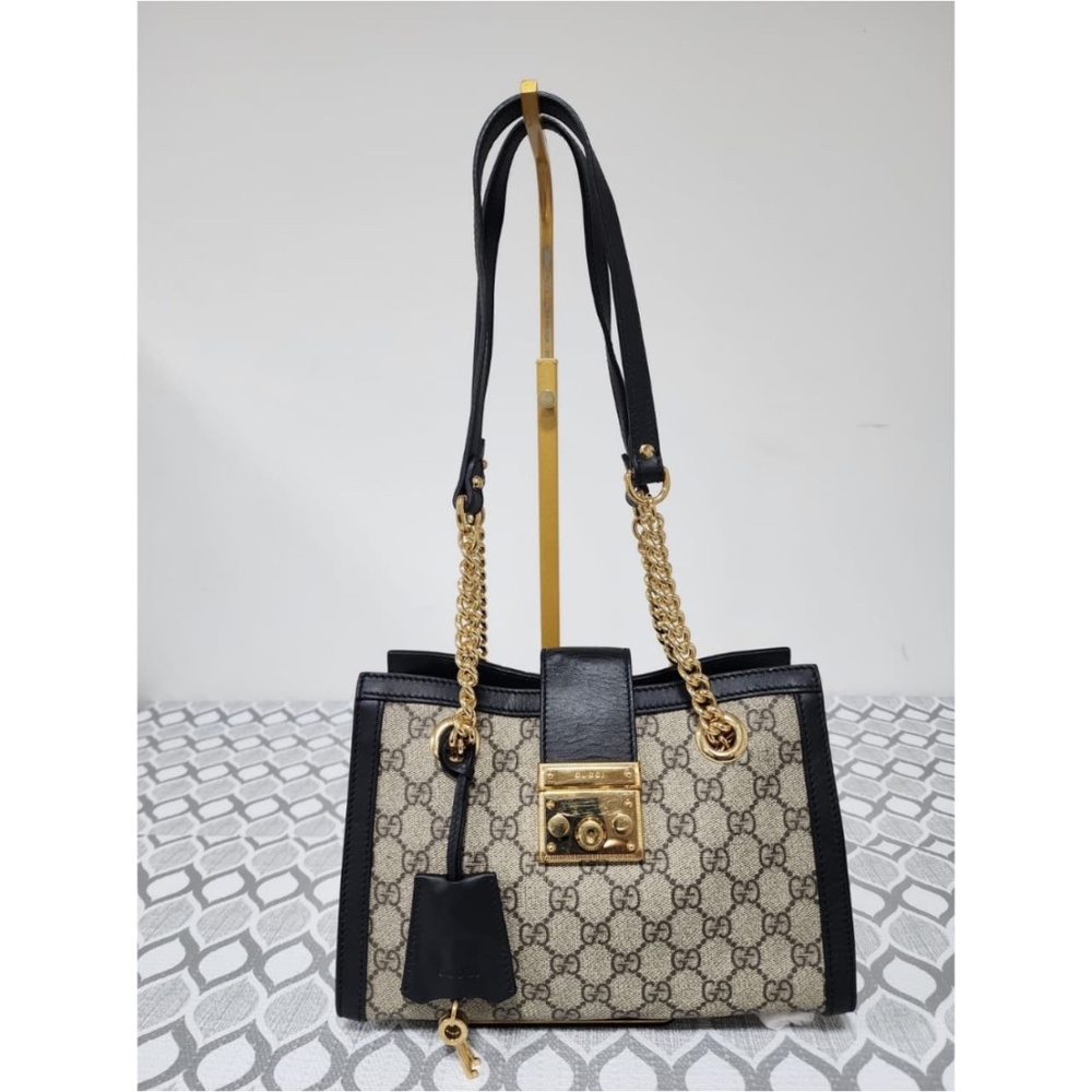 Authentic GUCCI GG Supreme Monogram Small Padlock Tote Black - Picture 13 of 14